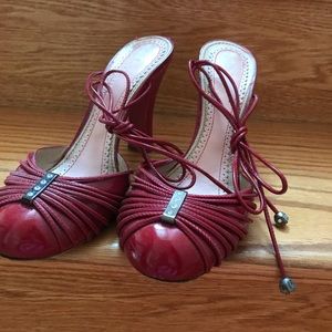 John Galliano shoes red patent leather heels.